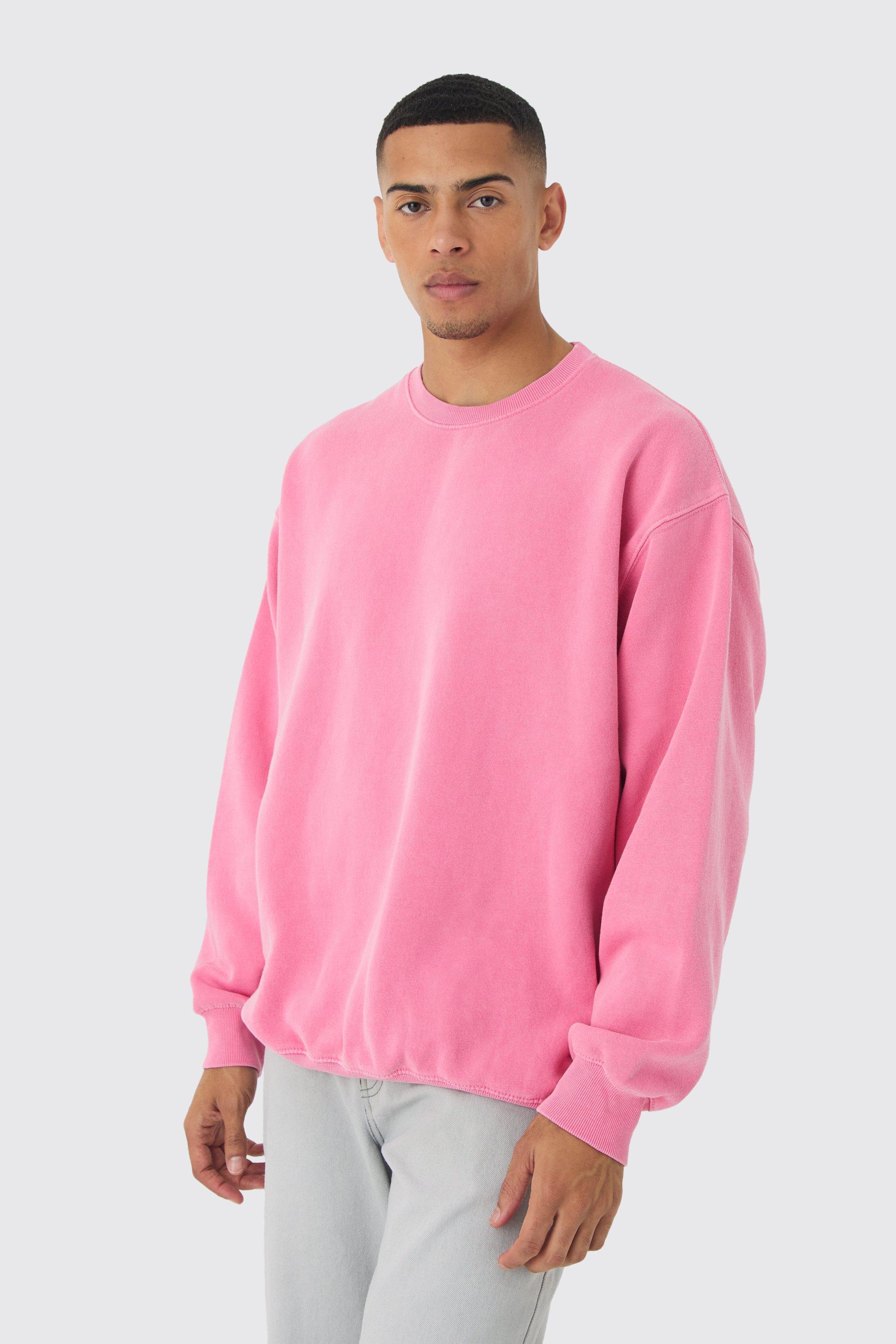 Mens Red Oversized Washed Sweatshirt, Red Product Image