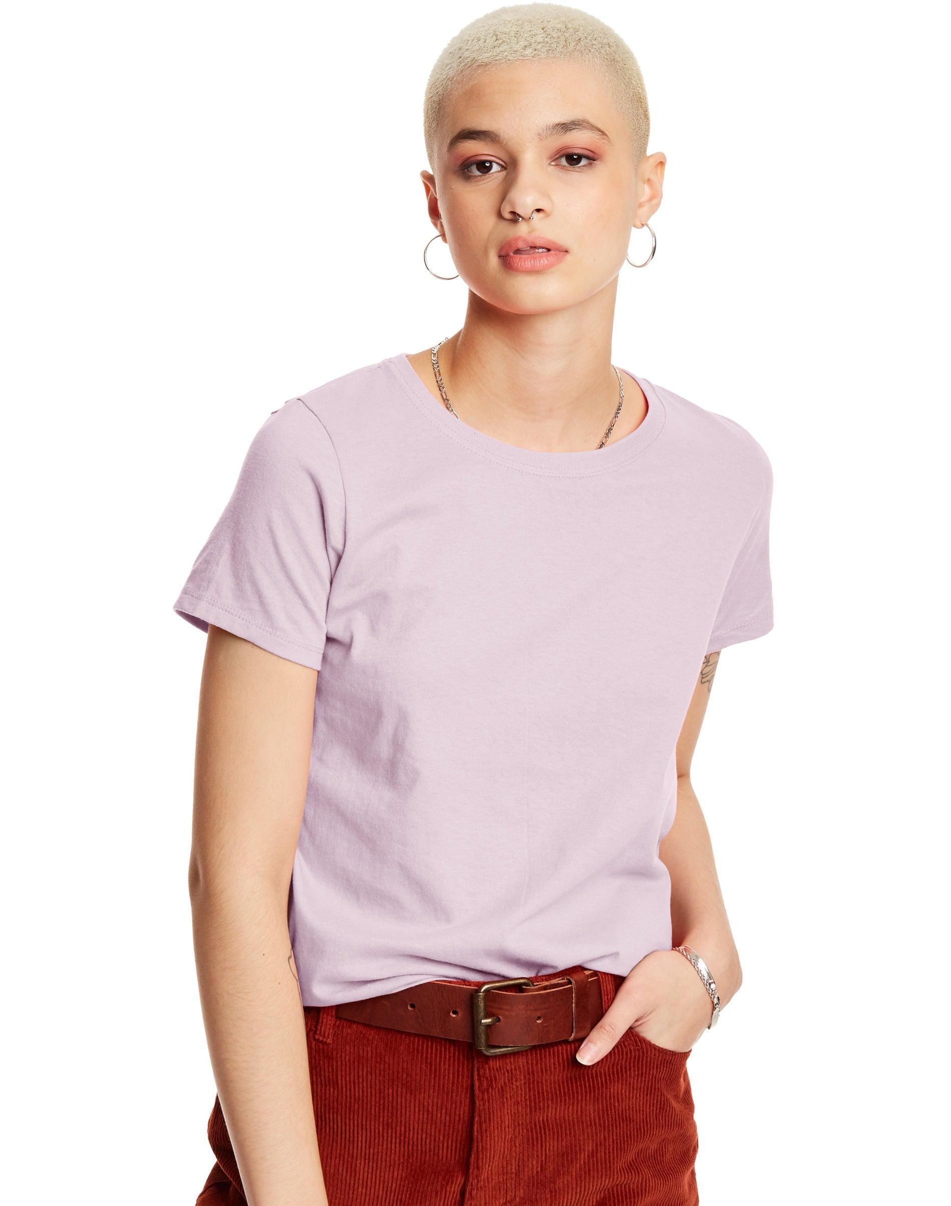Hanes Essentials Womens Cotton Round Neck T-Shirt Black M Product Image