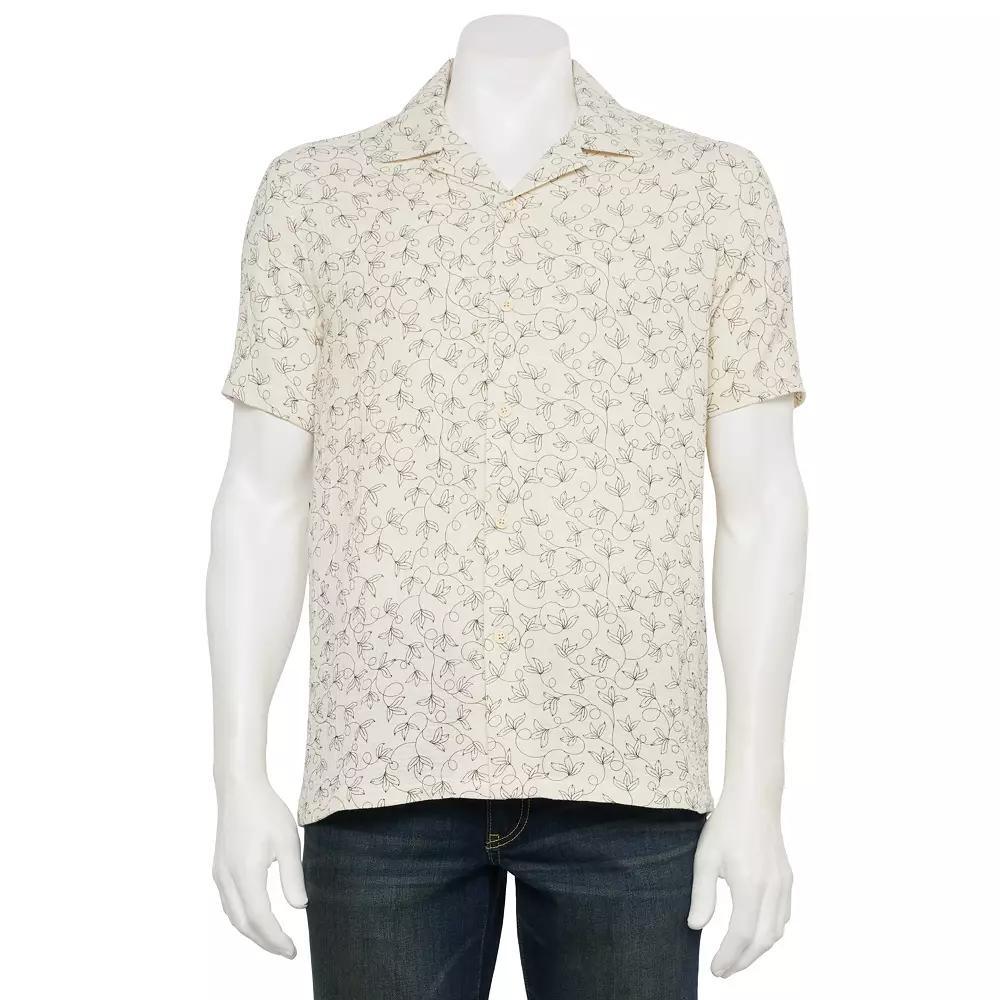 Men's Thomas Sterling Textured Button Down Shirt, Size: Small, Brown Print Product Image