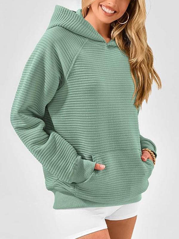 Hooded Long Sleeves Pockets Solid Color Split-Joint Hoodies Tops Product Image
