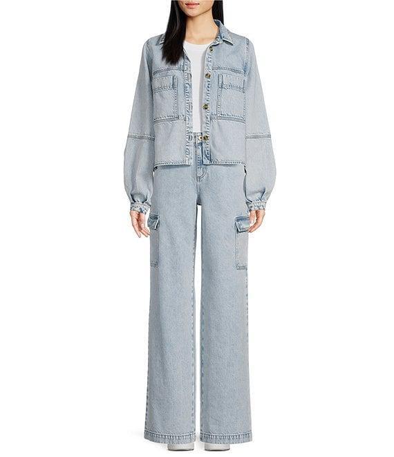 Every Denim Acid Wash Relaxed Wide Leg Cargo Jeans Product Image