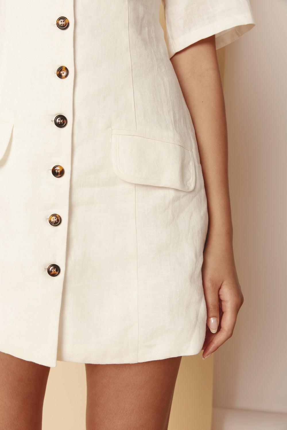 Grace Linen Mini Dress White Product Image