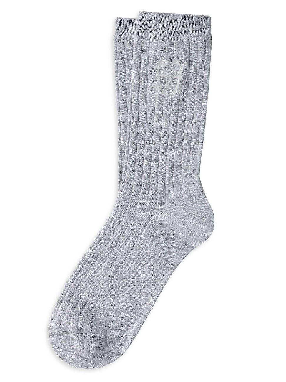 Mens Cotton Chalk Stripe Effect Socks with Logo Product Image