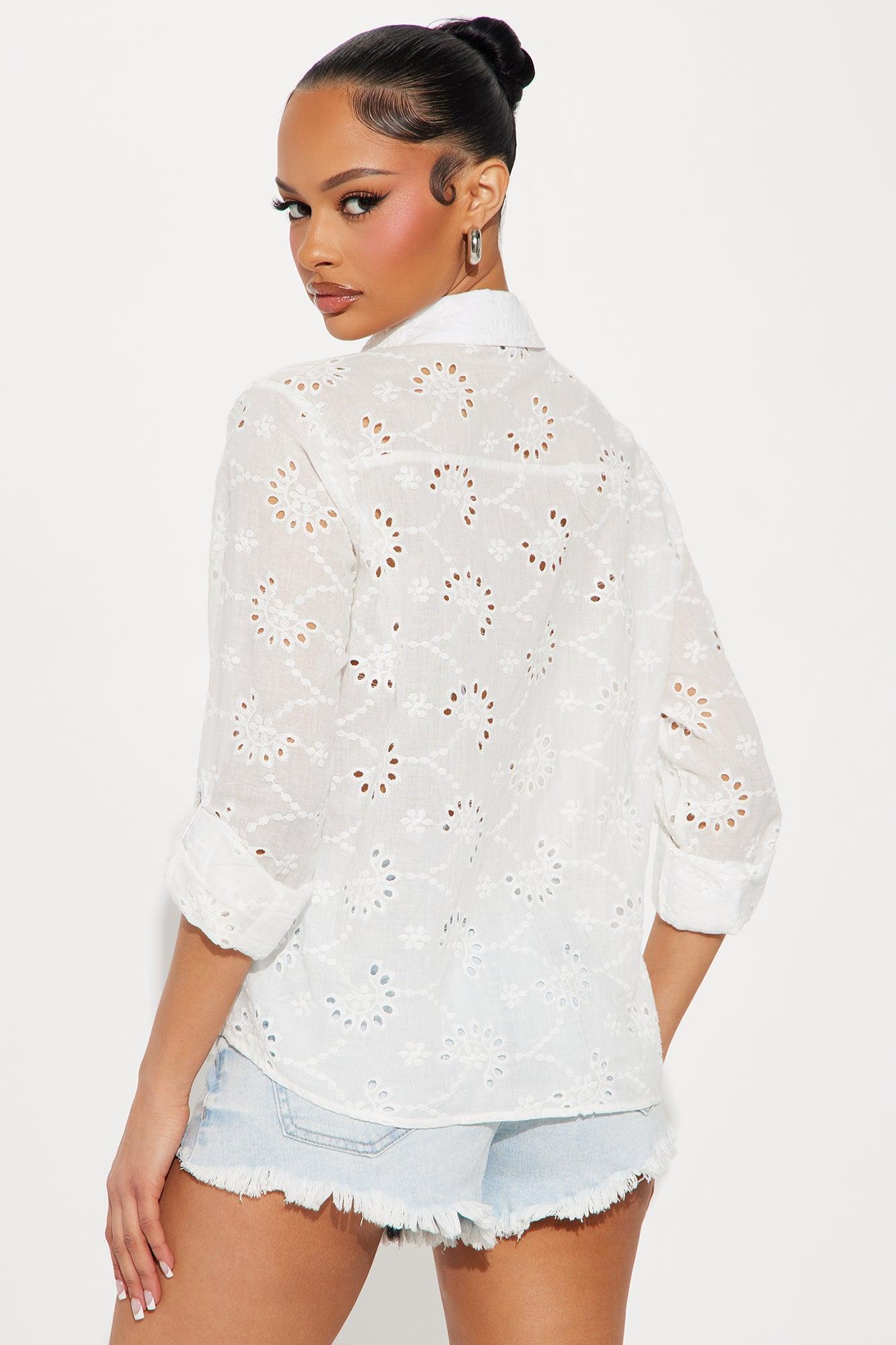 Avani Eyelet Shirt - White Product Image