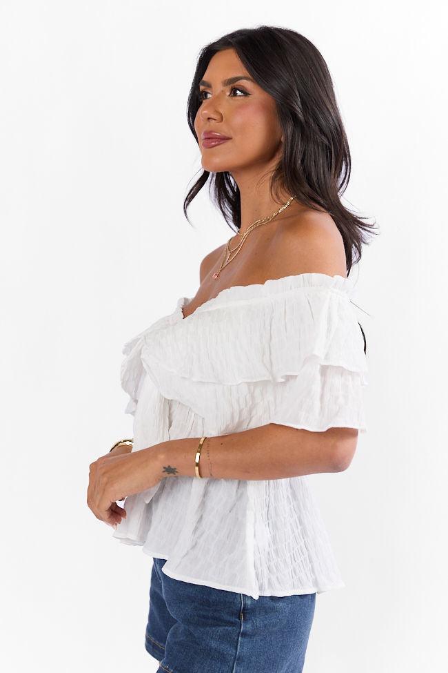 Ruffle It Up Ivory Textured Top FINAL SALE Product Image