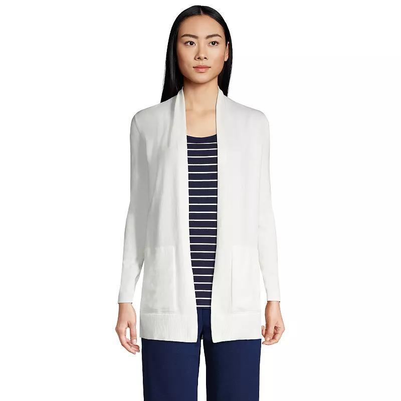 Women's Lands' End Open-Front Long Cardigan Sweater, Size: XS, Ivory Product Image