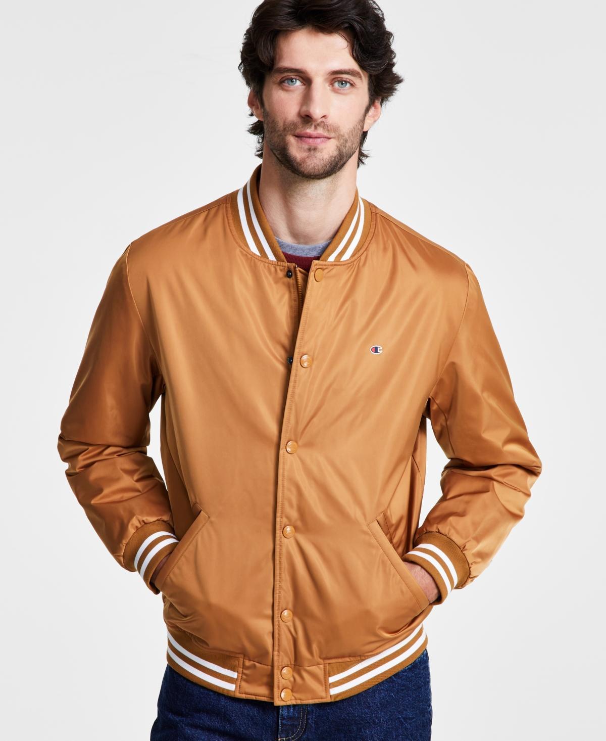 Men's Champion® Classic Varsity Bomber Jacket with Quilted Lining, Size: Large, Black Product Image