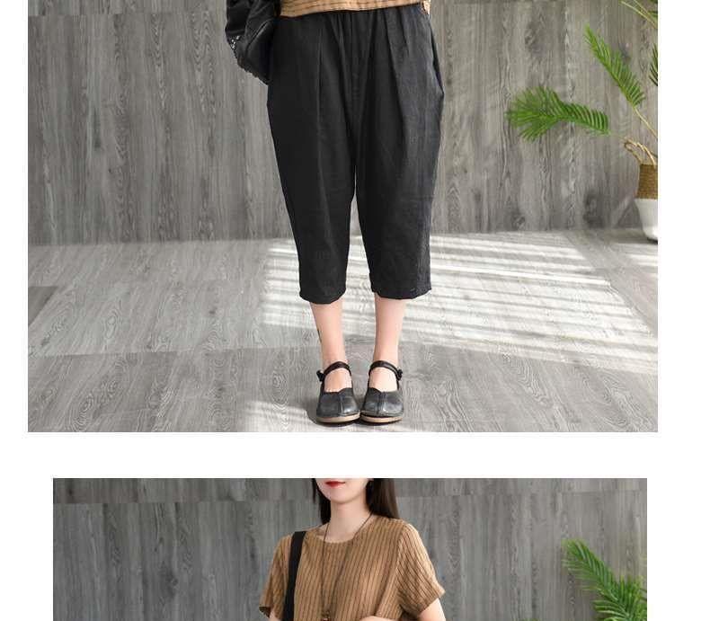 Short-Sleeve Crew Neck Striped T-Shirt Product Image