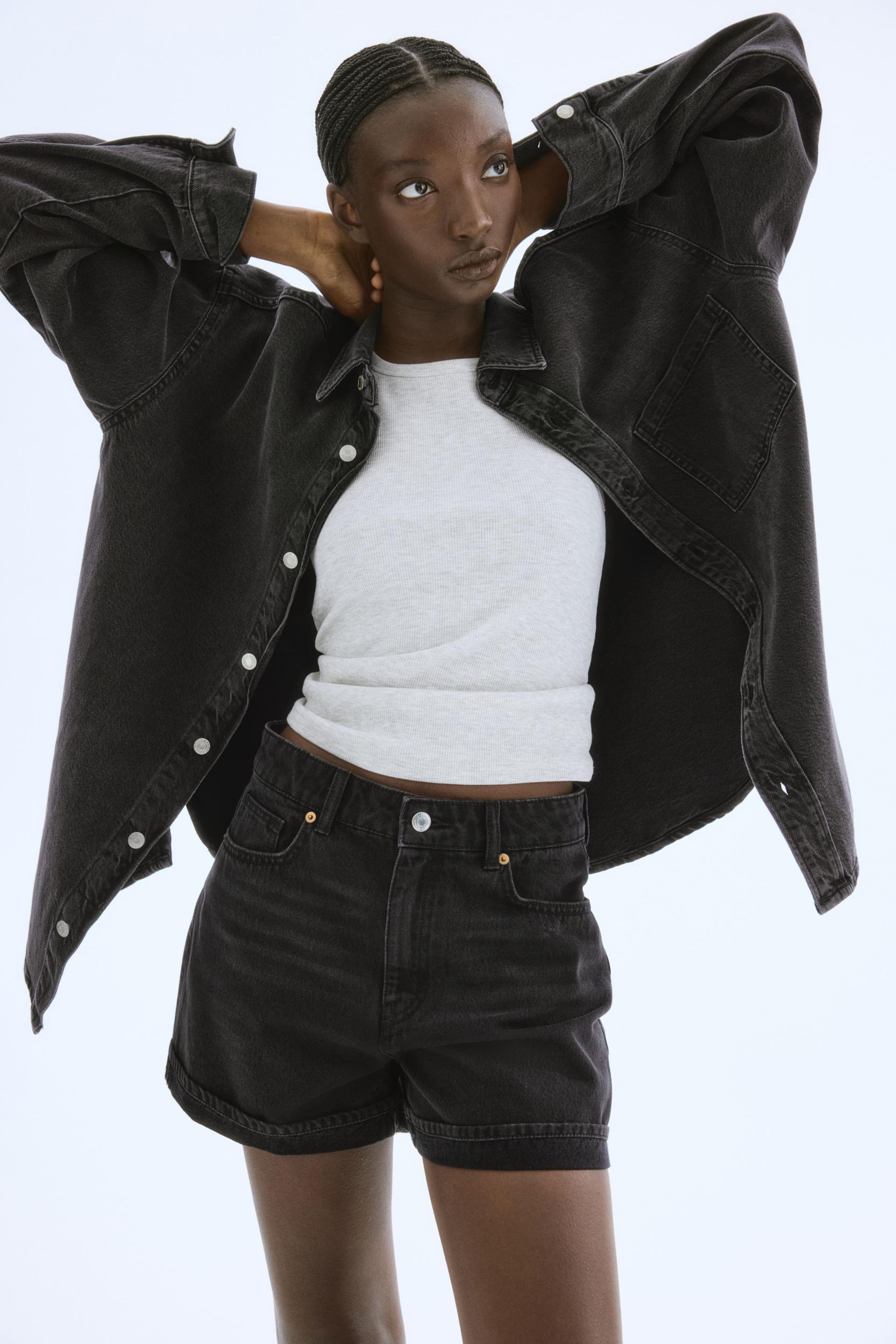 High Waist Denim Shorts Product Image