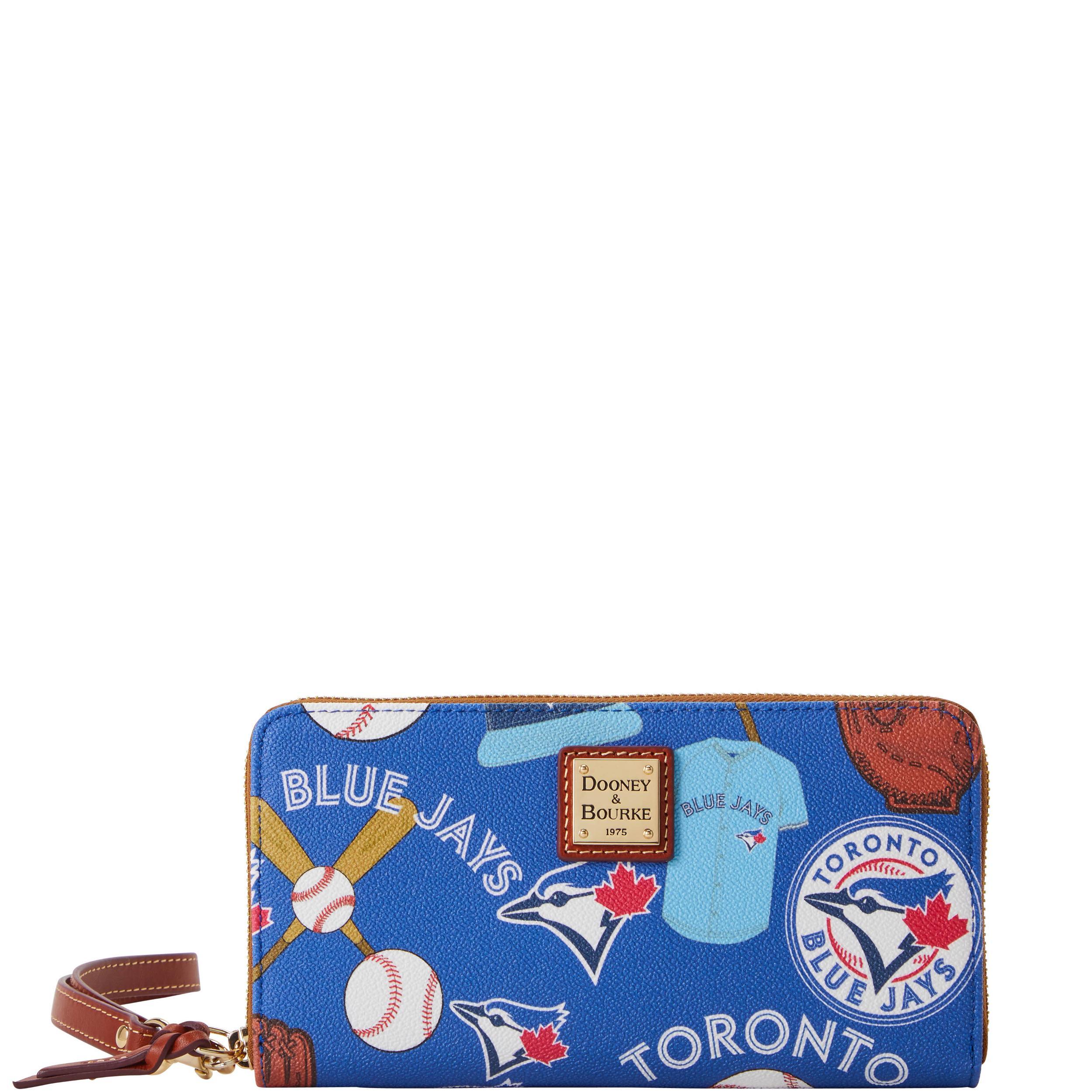 Dooney & Bourke Womens MLB Blue Jays Large Zip Around Coated Cotton Wristlet Product Image