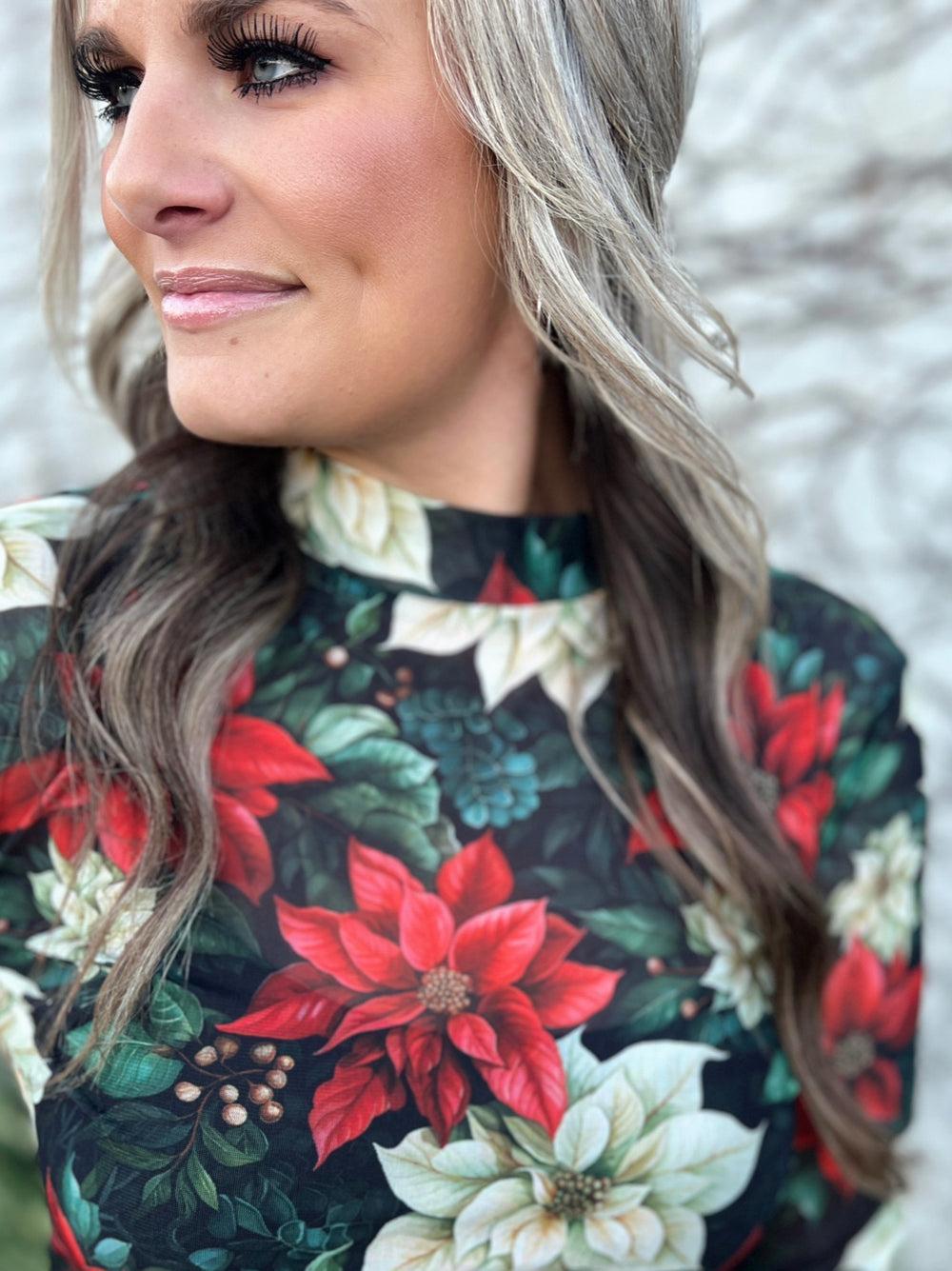 *LIMITED EDITION* Sterling Kreek Meet Me Under The Poinsettia Mesh Top* Product Image
