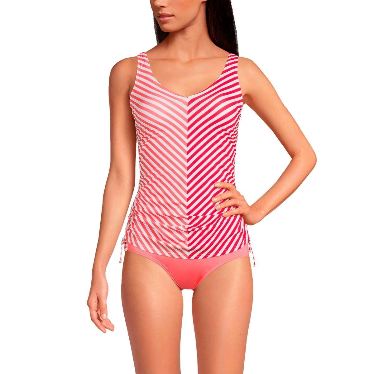Womens Lands End Ruched UPF 50 Underwire D-Cup Tankini Top Deep Blue Product Image