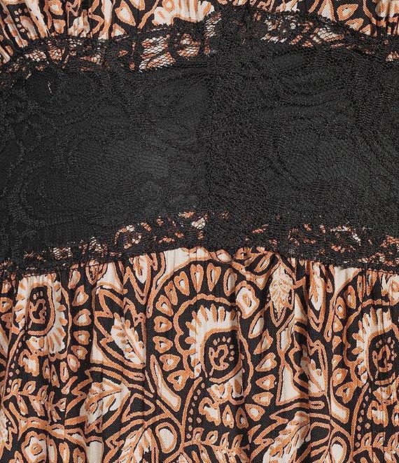 Angie Printed Lace Trim Tiered Maxi Dress Product Image
