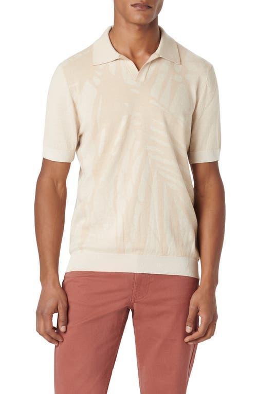 Mens Palm-Print Johnny Collar Short-Sleeve Polo Sweater Product Image