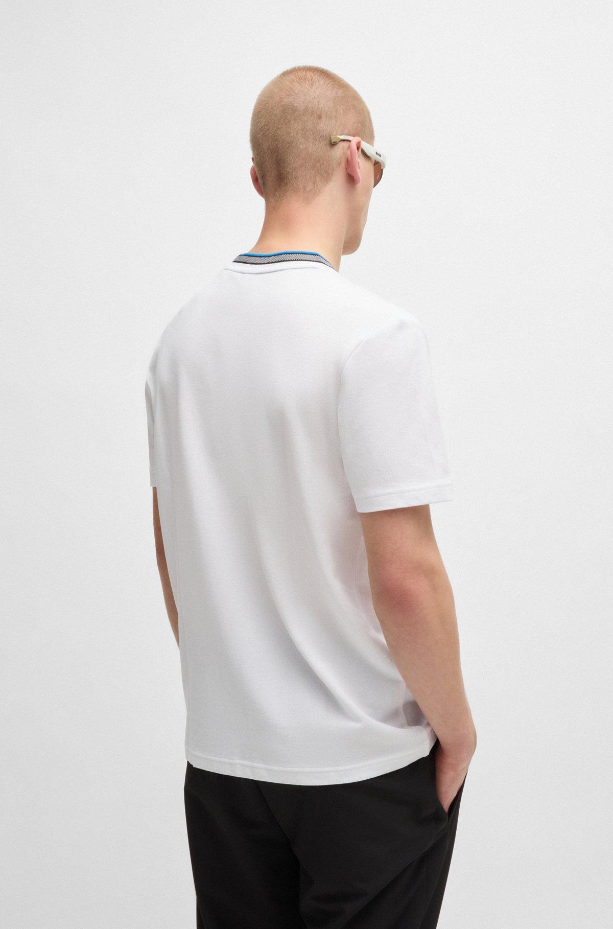 Cotton-piqué T-shirt with jacquard-woven back collar Product Image