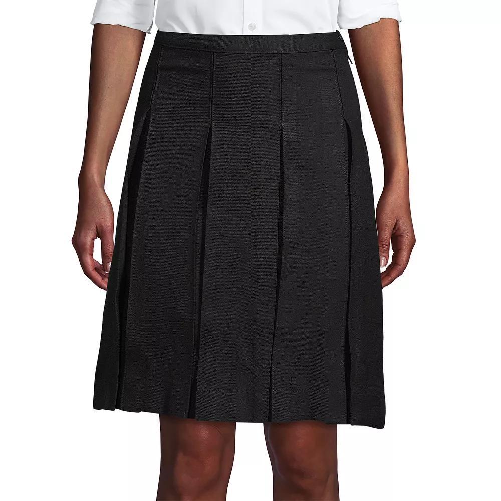 Women's Lands' End School Uniform Above the Knee Box Pleat Skirt, Size: 2, Black Product Image