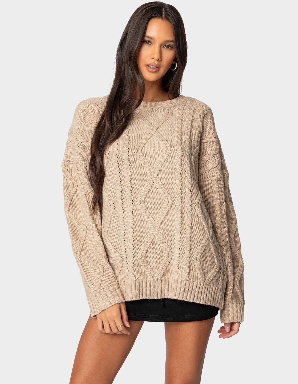 EDIKTED Kennedy Oversized Cable Knit Sweater Product Image