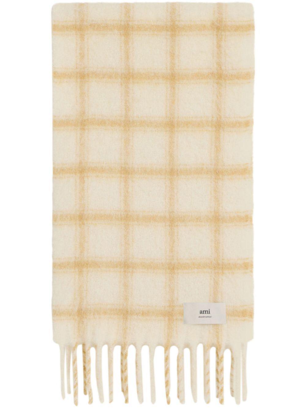 check pattern fringed scarf Product Image