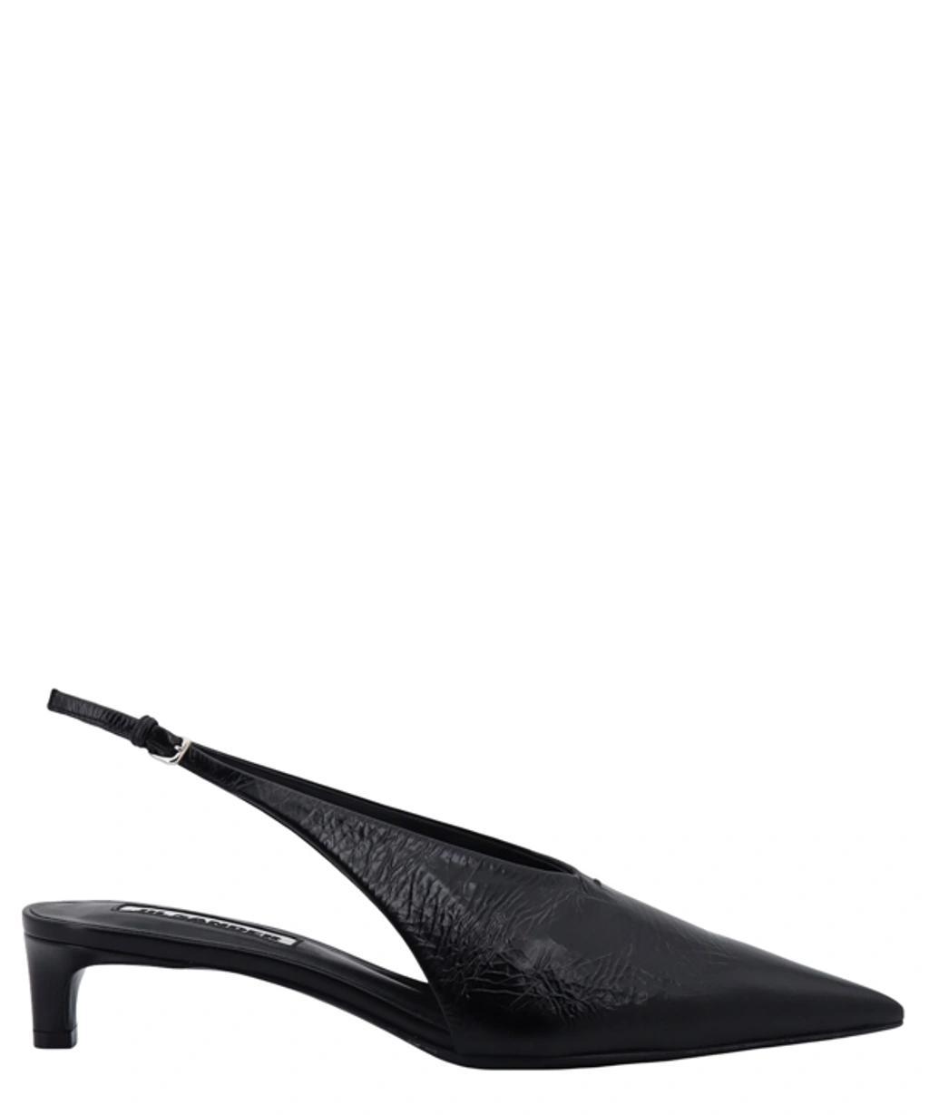 JIL SANDER Calfskin Slingback Ballerina Pumps In Black Product Image