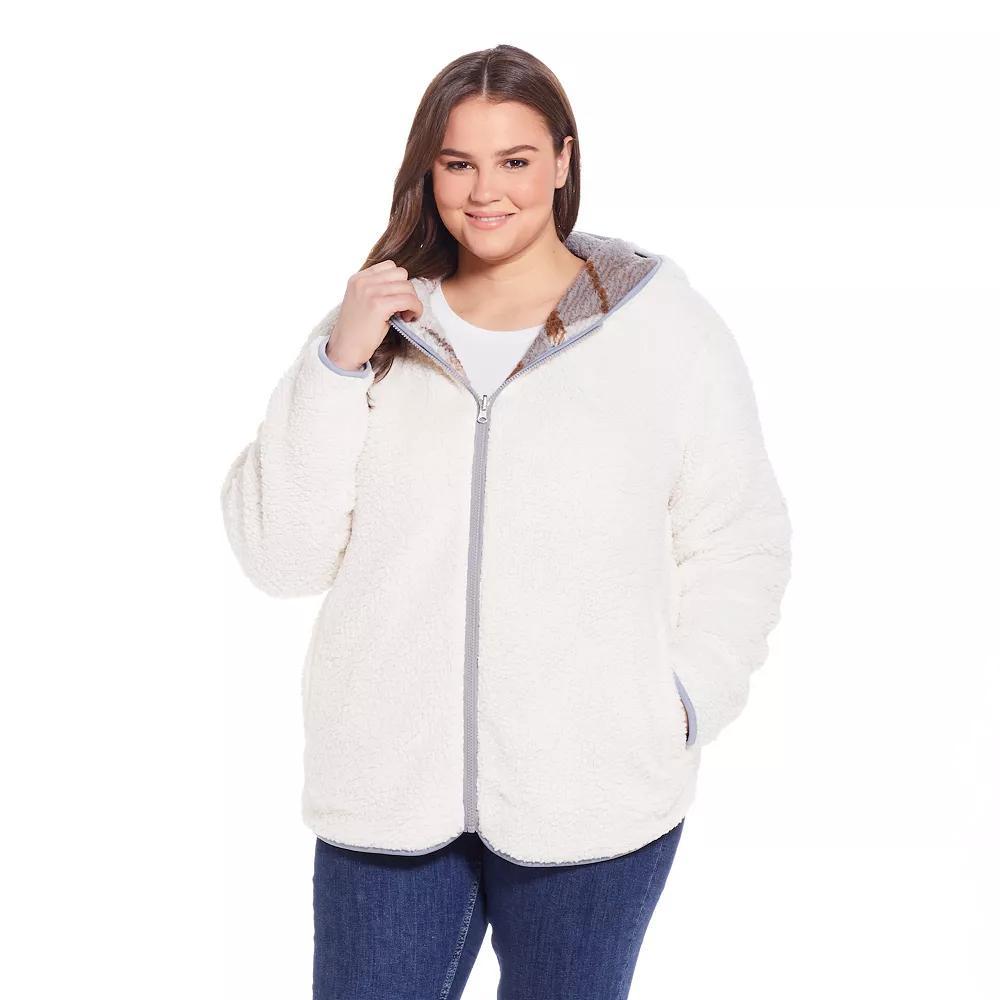Plus Size Weathercast Reversible Zip Front Fleece Jacket, Womens Product Image