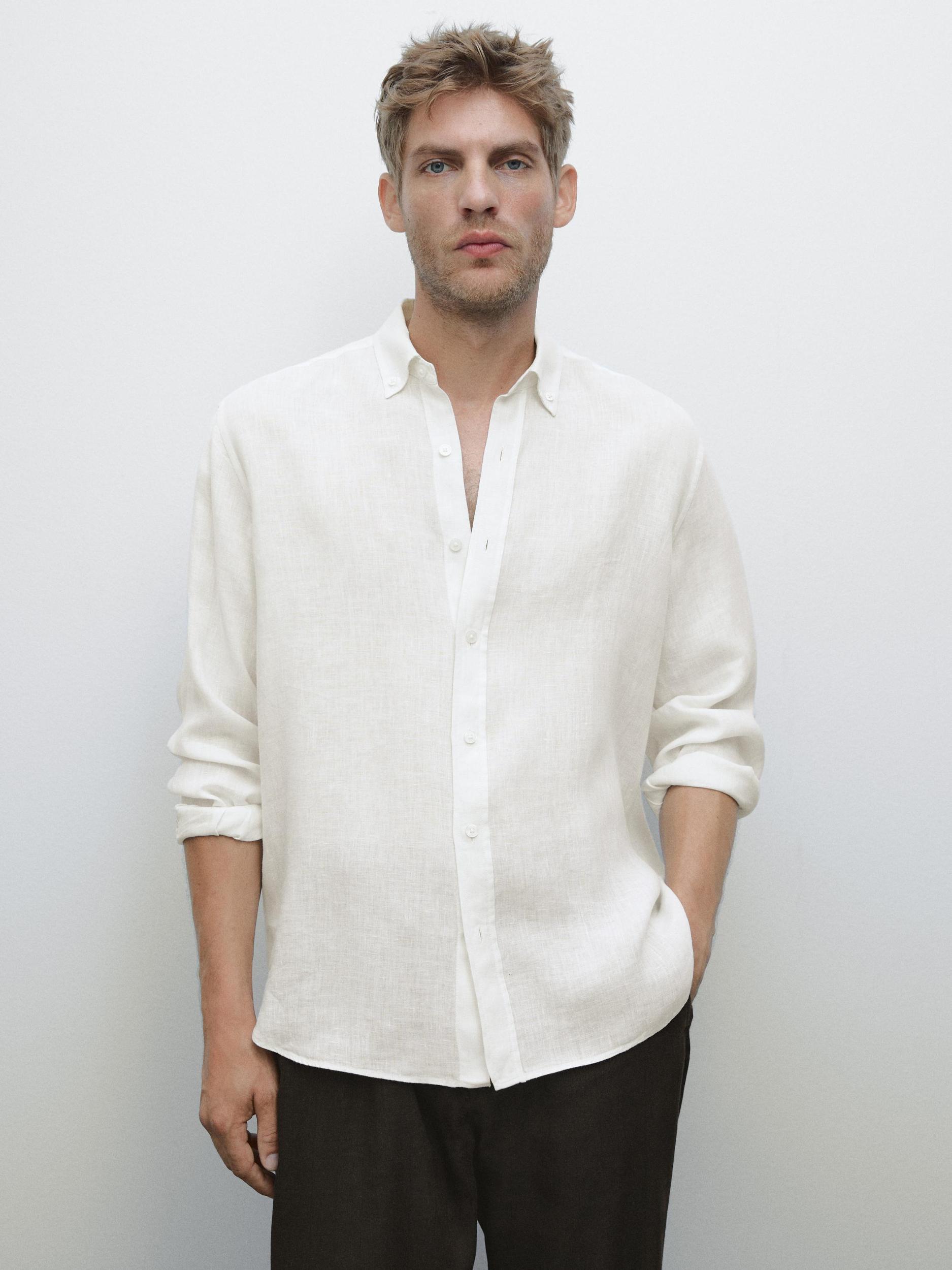 100% linen regular fit shirt Product Image