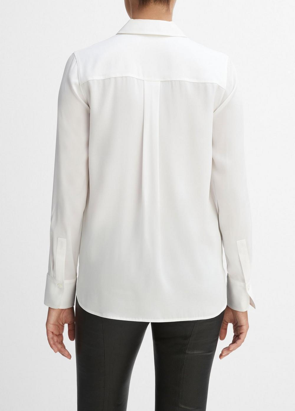 Womens Slim Fitted Stretch-Silk Blouse, Optic White, Size L Vince Product Image