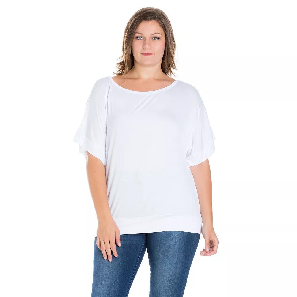 Plus Size 24Seven Comfort Apparel Short Sleeve Dolman Top, Women's, Size: 3XL, White Product Image