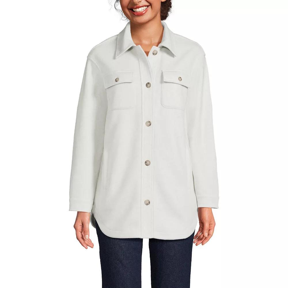 Petite Lands' End Luxe Shirt Fleece Shacket, Women's, Size: Small Petite, Bright Gray Grey Product Image
