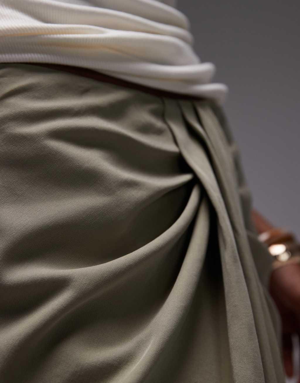 ASOS DESIGN lyocell drape front maxi skirt in olive Product Image