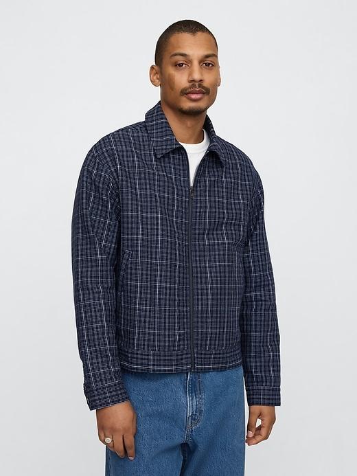 Linen-Cotton Plaid Relaxed Jacket Product Image