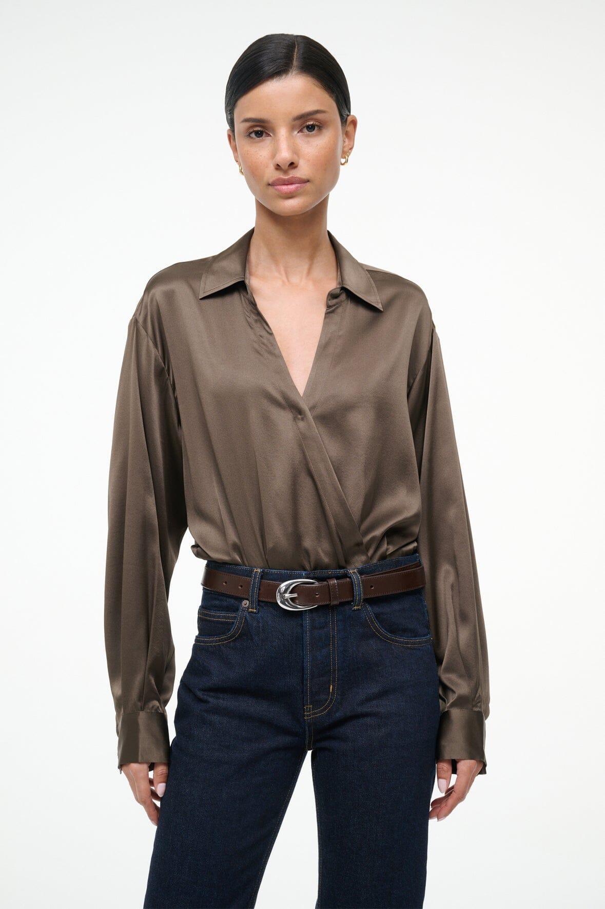 EVE SILK BODYSUIT | TAUPE Product Image