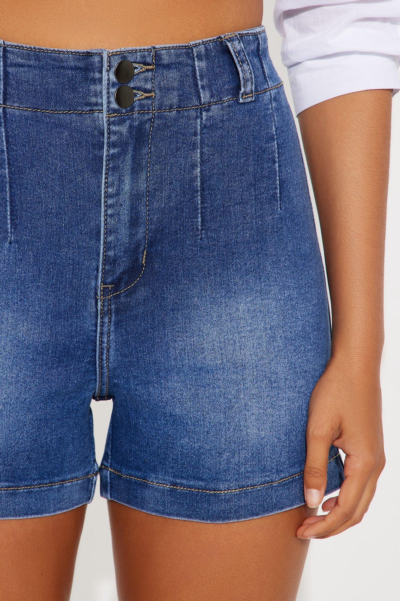 City Breeze High Rise Denim Shorts - Medium Wash Product Image