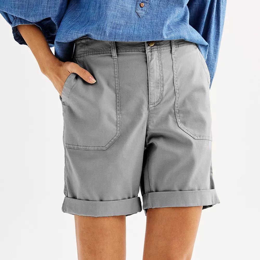 Petite Sonoma Goods For Life® Utility Bermuda Shorts, Women's, Size: XS Petite, Silver Beam Product Image