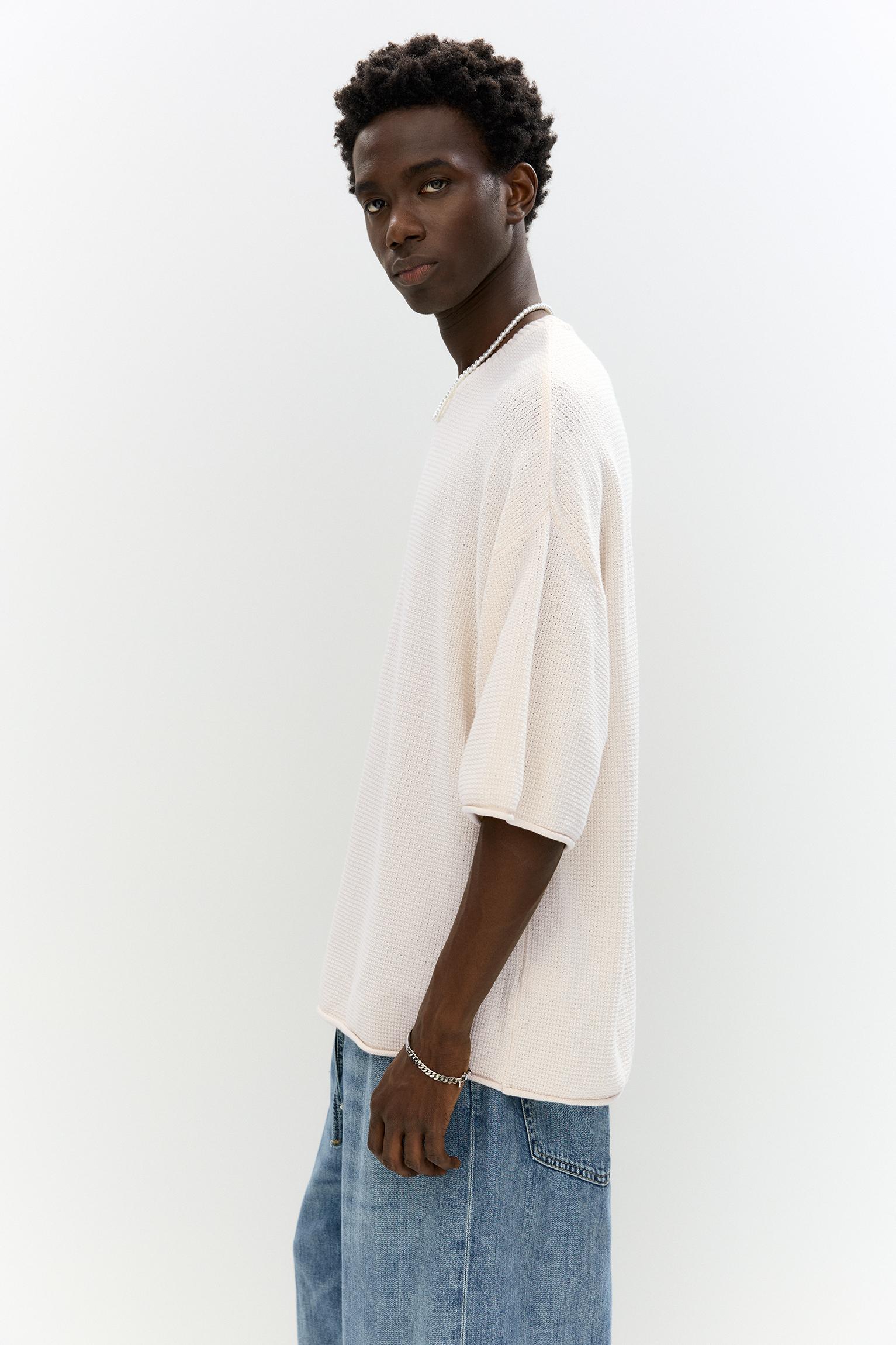 Waffle-knit boxy-fit T-shirt Product Image