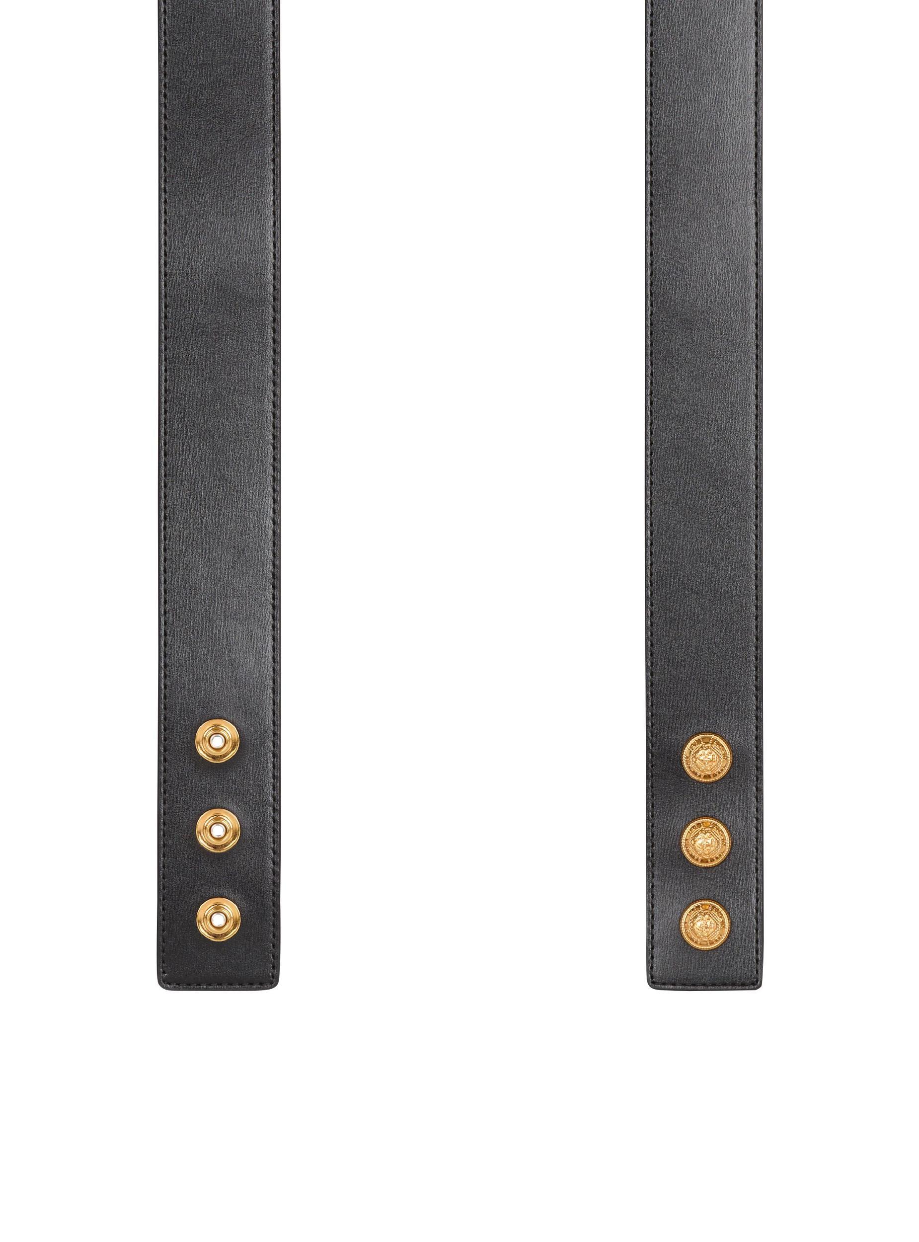 Leather belt with embellished buckle Product Image