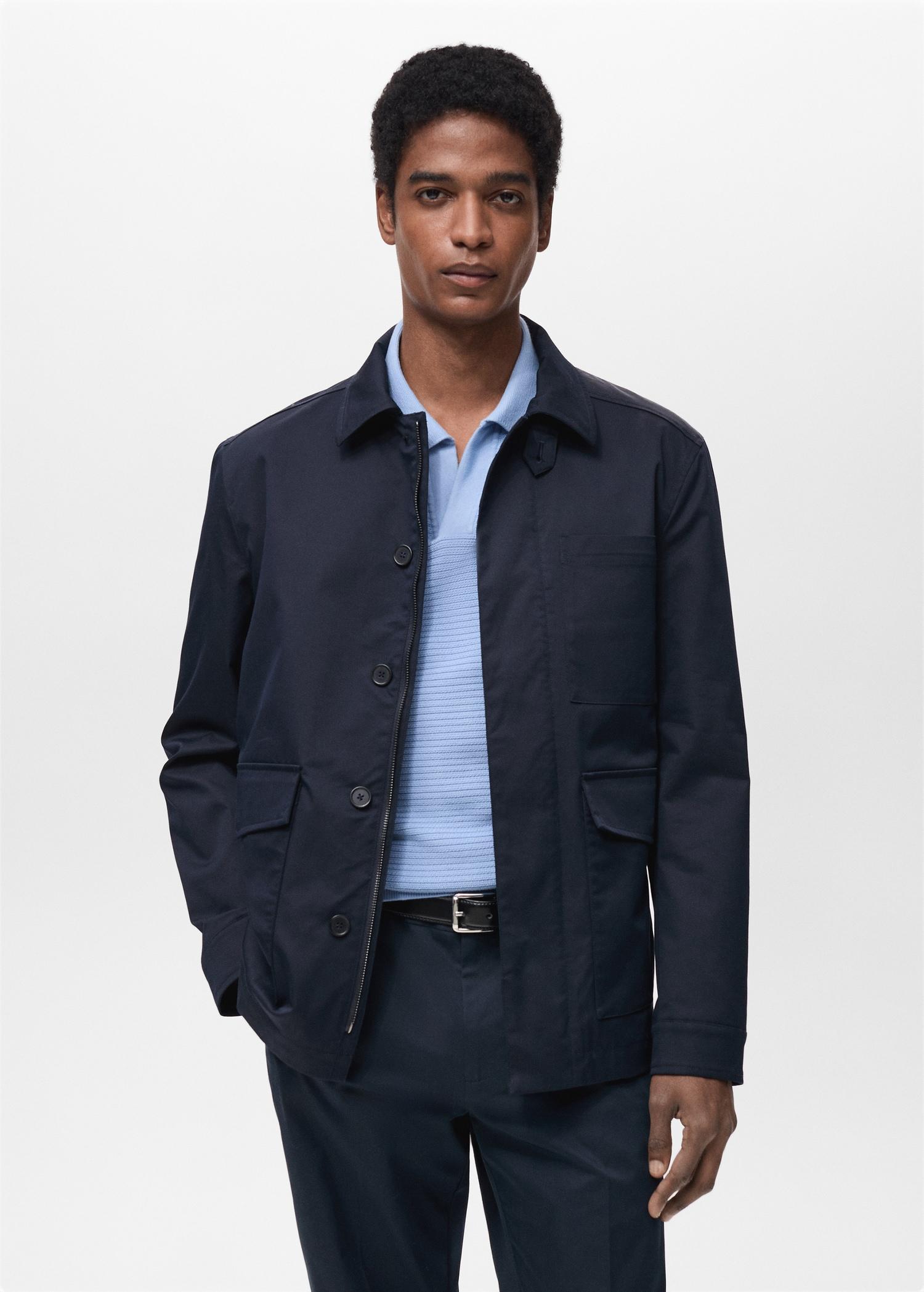 Water-repellent cotton jacket - Men | MANGO USA Product Image