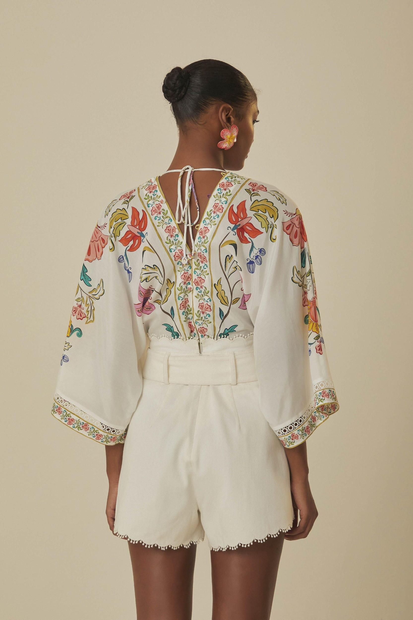 White Festone Belted Shorts Product Image