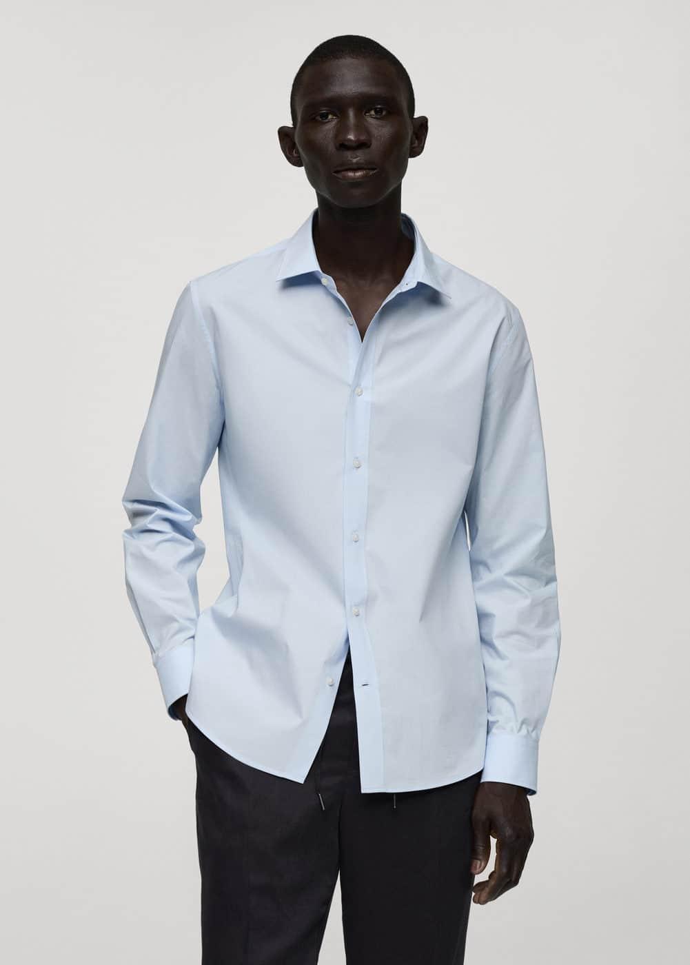 Regular-fit 100% cotton shirt - Men | MANGO USA Product Image