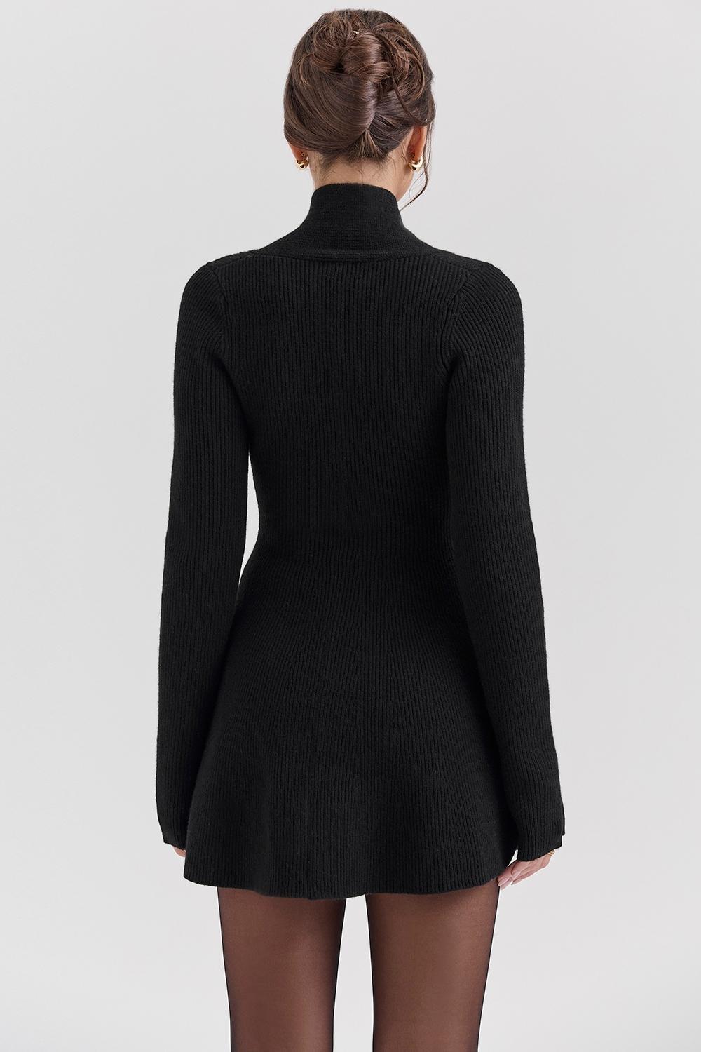 Aubrey Black Wool Knitted Cardigan Dress Product Image
