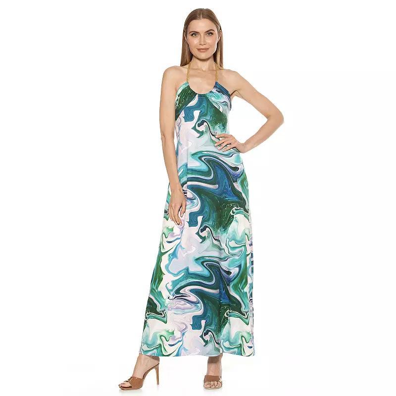 Women's ALEXIA ADMOR Selena Scoopneck Maxi Dress, Size: Small, Abstract Liq Product Image