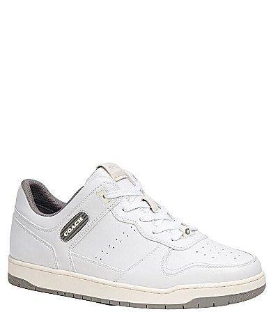 COACH C201 Leather Sneaker (Optic White/Heather Grey) Men's Shoes Product Image