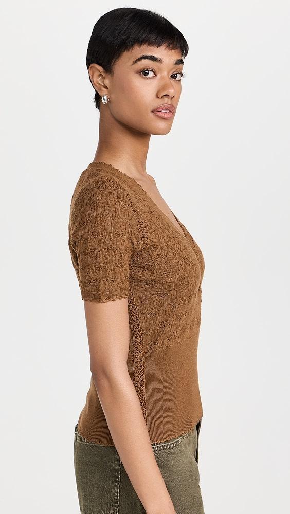 Sea Mila Pointelle V-Neck Sweater | Shopbop Product Image