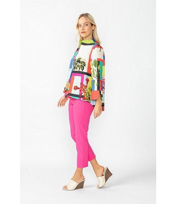 IC Collection Color Block Floral Print Stand Collar Bracelet Sleeve Jacket Product Image