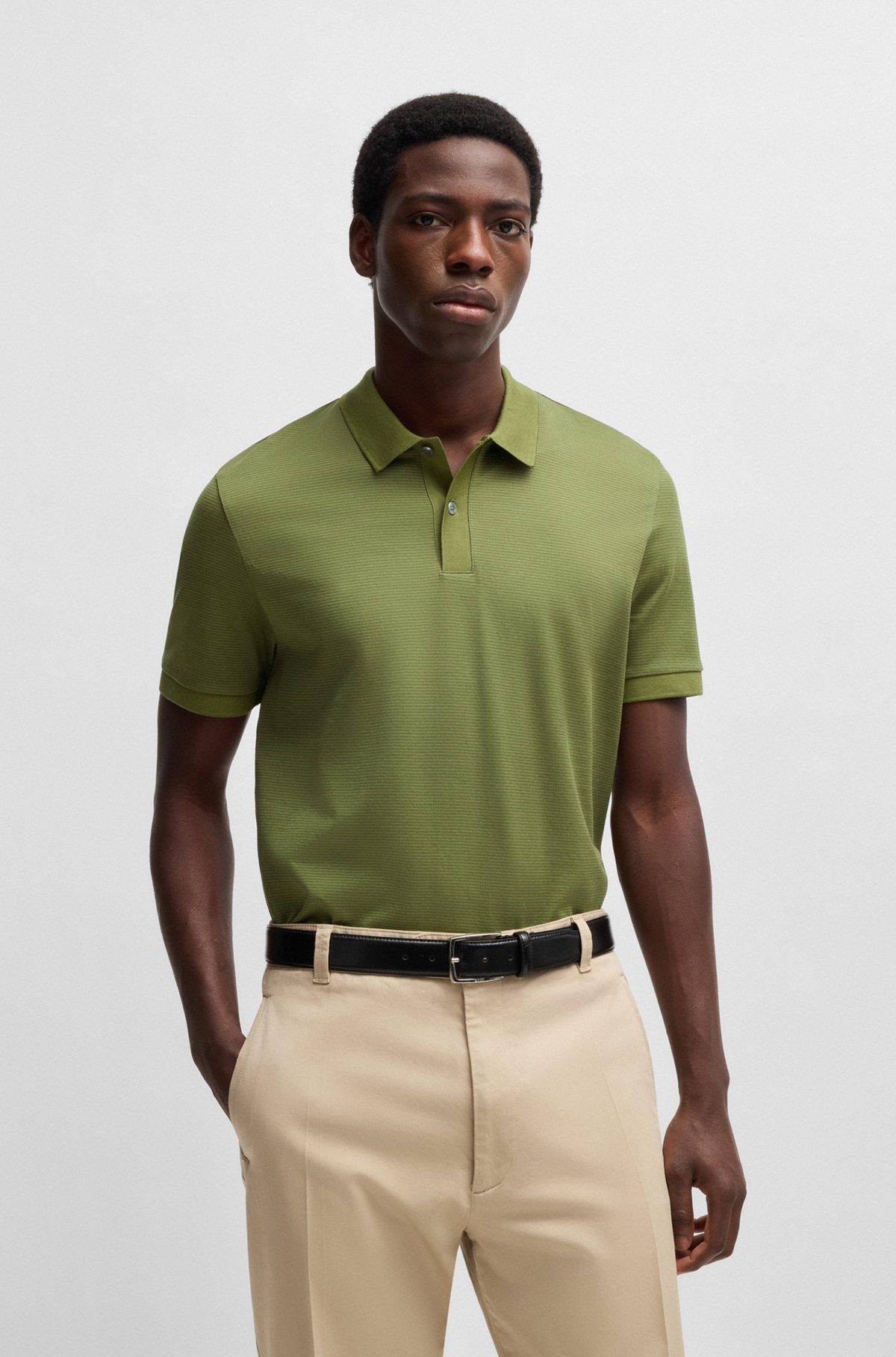 Mercerized-cotton polo shirt with micro pattern Product Image
