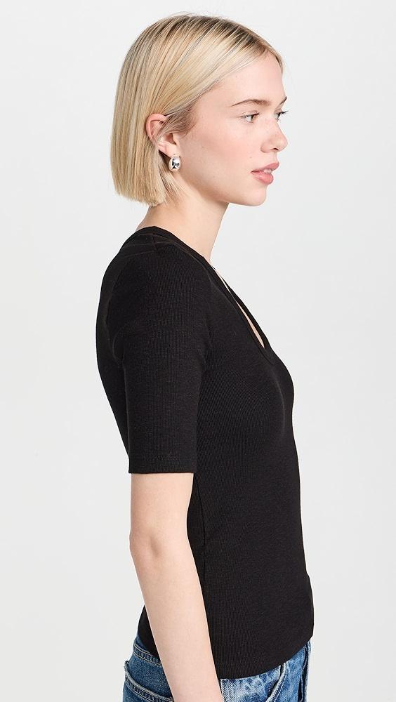 Enza Costa Textured Rib Half Sleeve Scoop Neck Tee | Shopbop Product Image