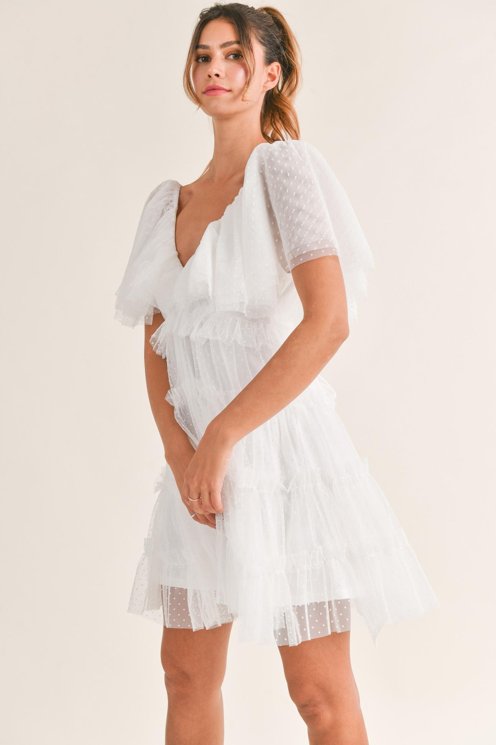 Flutter Sleeve Ruffle Mini Dress Product Image