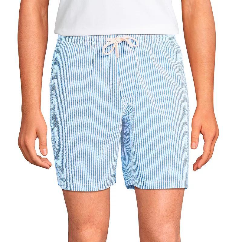 Mens Lands End Comfort-First Knockabout Pull On Deck Shorts Blue Pin Stripe Product Image