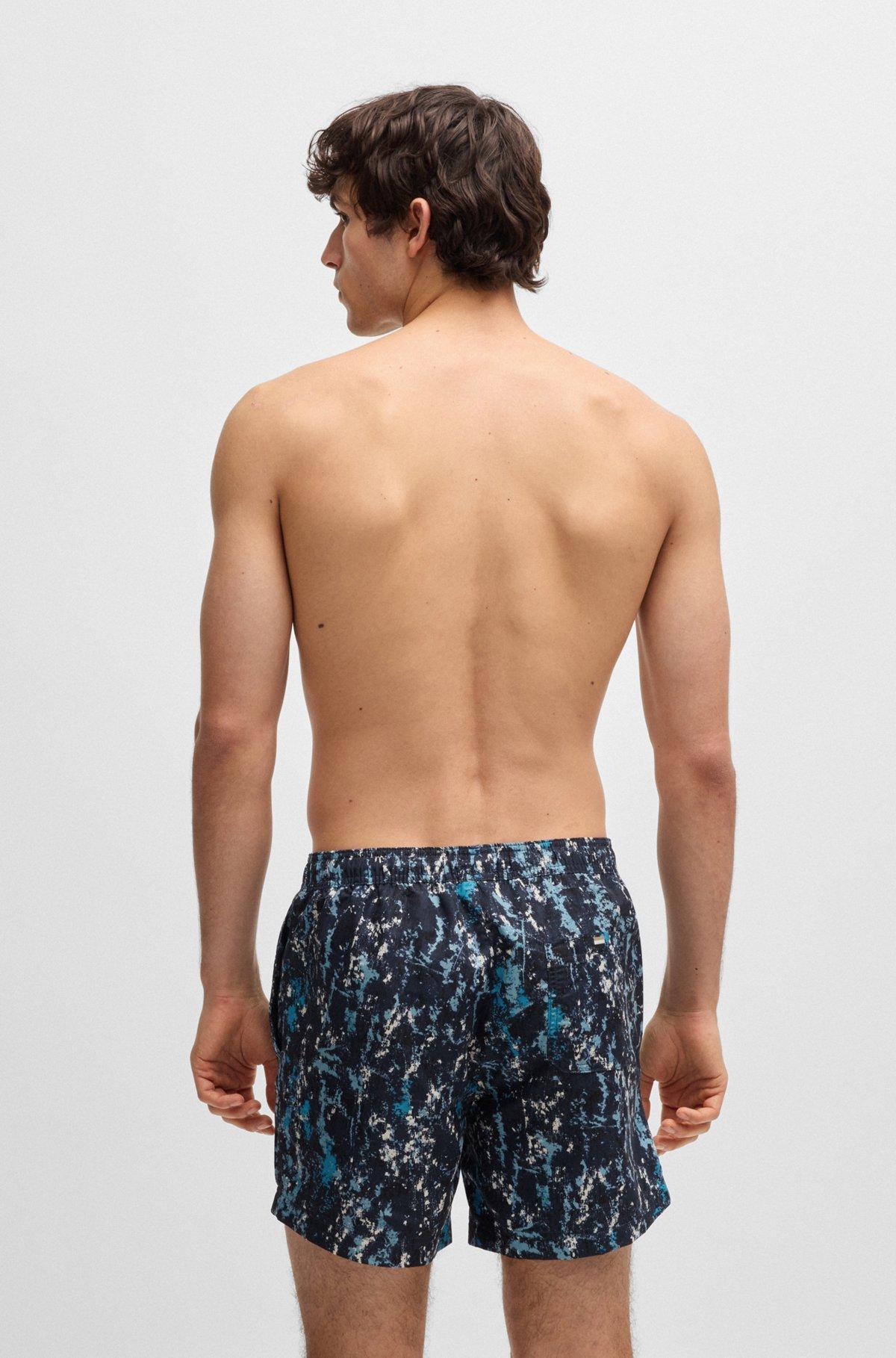 BOSS - Printed swim shorts with logo detail - Turquoise Product Image