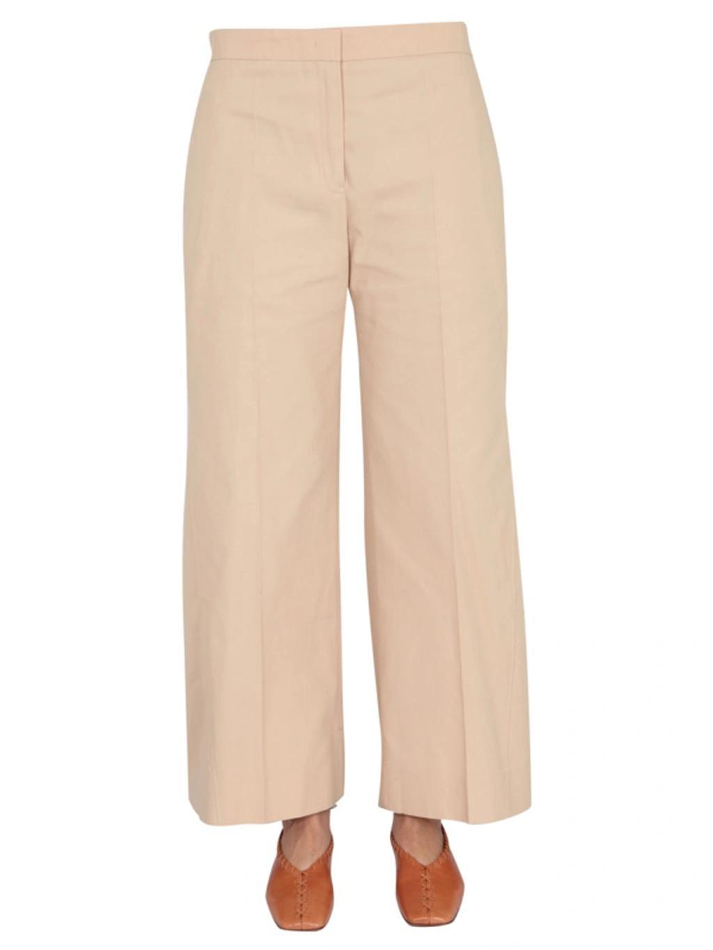 JIL SANDER Cropped Cotton-gabardine Wide-leg Pants In Beige Product Image