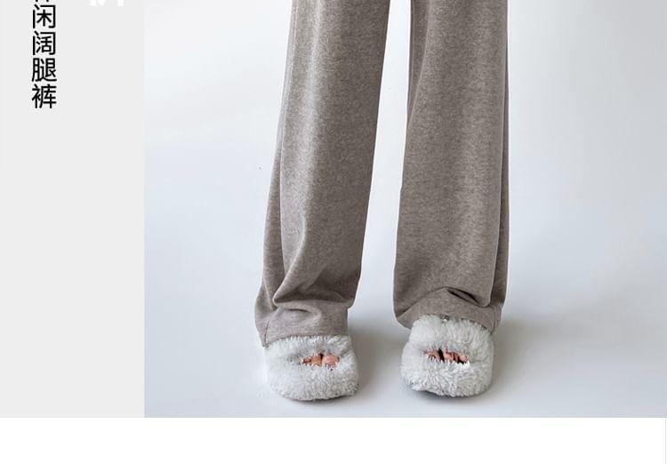 High-Rise Drawstring Plain Sweatpants Product Image